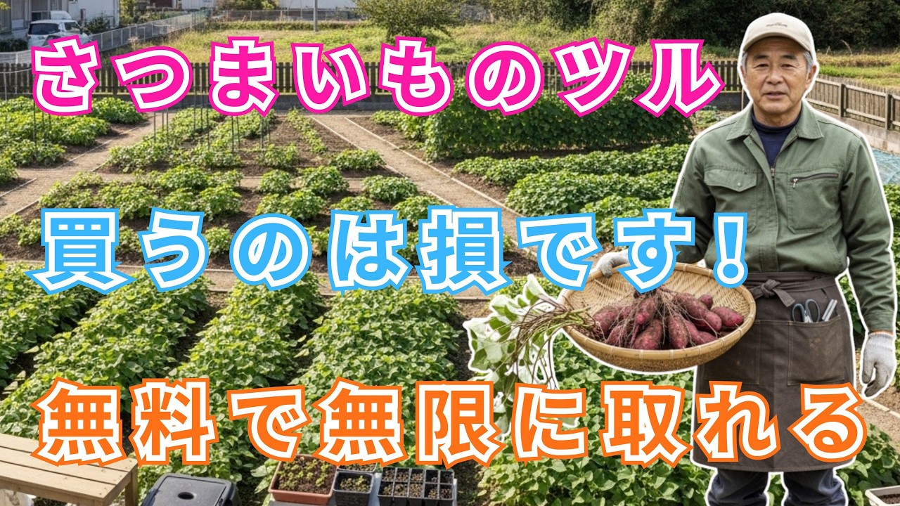 【絶対に失敗しない】さつまいも栽培｜苗を買うのは待って！一生タダで育てる「ツル取り芋」の極意。今すぐ動画をチェック！
