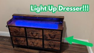 Thumbnail #Dresser for #Bedroom with 6 Drawers, LED TV Stand with Charging Station, Chest of Fabric #Drawers