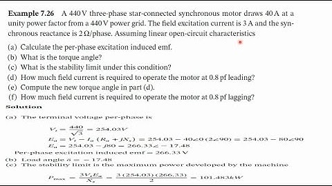 operation of synchronous machines connected to an infinite bus bar   حل مسائل