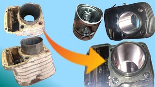 honda cg125 cylinder repair | how to modified cylinder piston fitting #honda #bike #engine