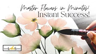 ATTENTION BEGINNERS! Easy \& Fun Watercolor Flowers in Minutes! Instant Success!