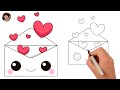 كيف ترسم رسالة حب كيوت رسم سهل تعليم الرسم للمبتدئين How To Draw A Letter 