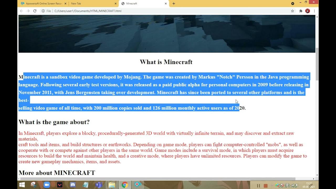 Minecraft HTML document - CODE - YouTube