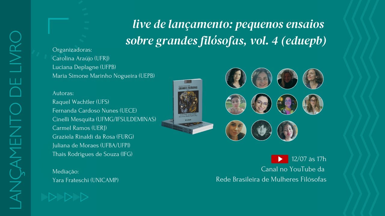 12/07 às 17h: Live de lançamento do livro "Pequenos Ensaios sobre Grandes Filósofas", Vol. 4 (EDUEPB)