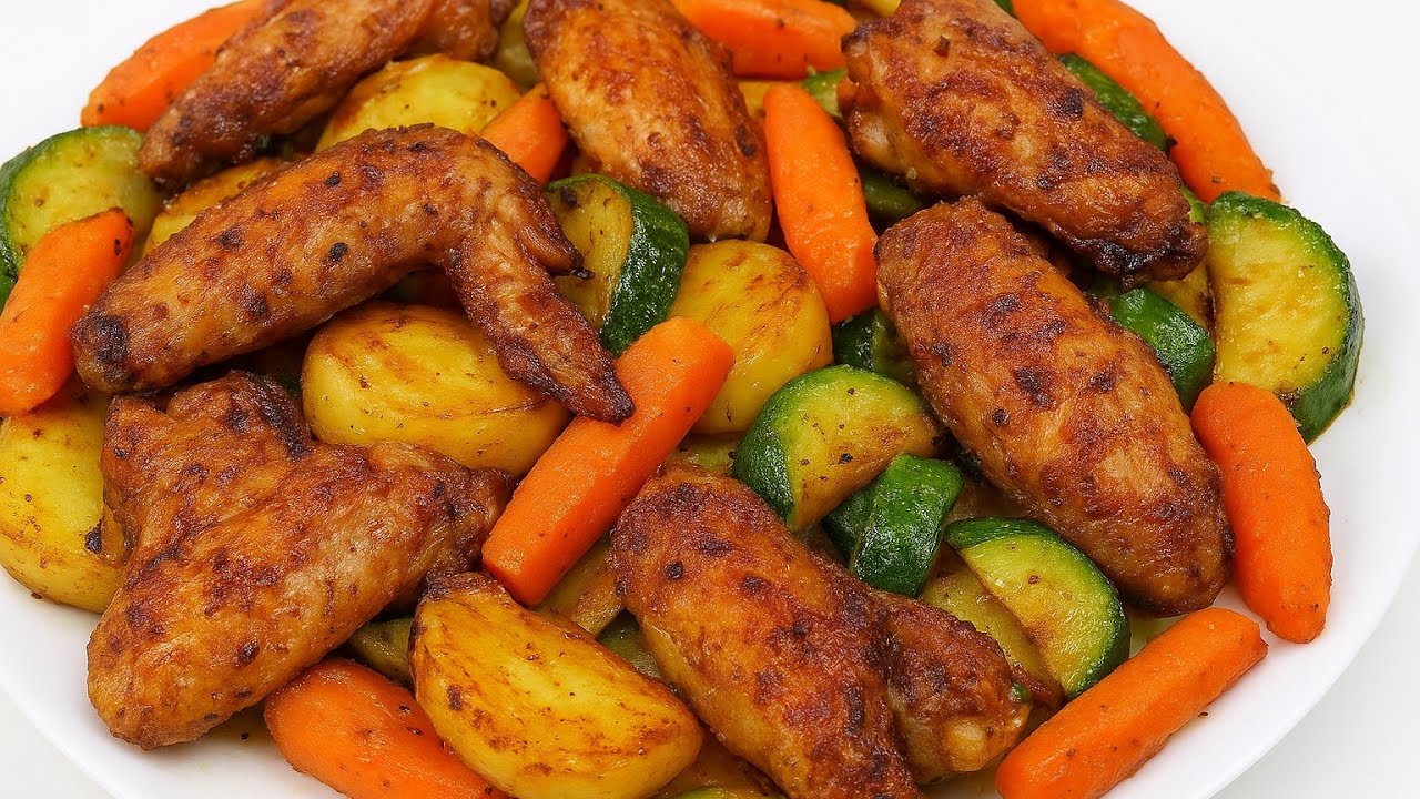 @اجنحة الدجاج بالخضر …وصفة سهلة وسريعة مع بنية لا تقاوم