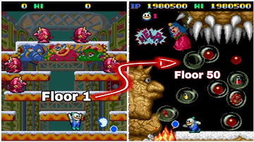 Snow Bros Full Gameplay - Stage 1 To Stage 50 in 25 Minutes | Boss Fights Scenes | Gaming Feast TK