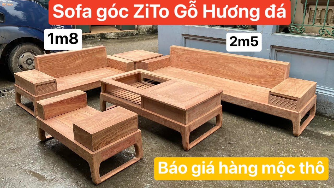 Bàn ghế sofa góc zito gỗ Hương Đá, Hàng mộc thô kt 2m5x1m8 giá từ ...