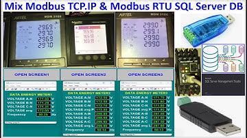 Modbus communication energy meters connect with SQL server database