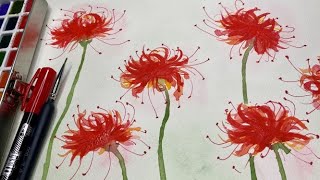 Easy Watercolor Painting Tutorial (Red Spider Lily)