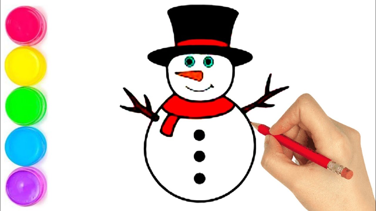 HOW TO DRAW SNOWMAN DRAWING VERY EASY STEP BY STEP - YouTube