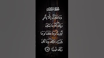 سورة مريم ومانتنزل الا بأمر ربك له مابين أيدينا وماخلفنا ومابين ذلك وماكان ربك نسيا الاية ٦٤