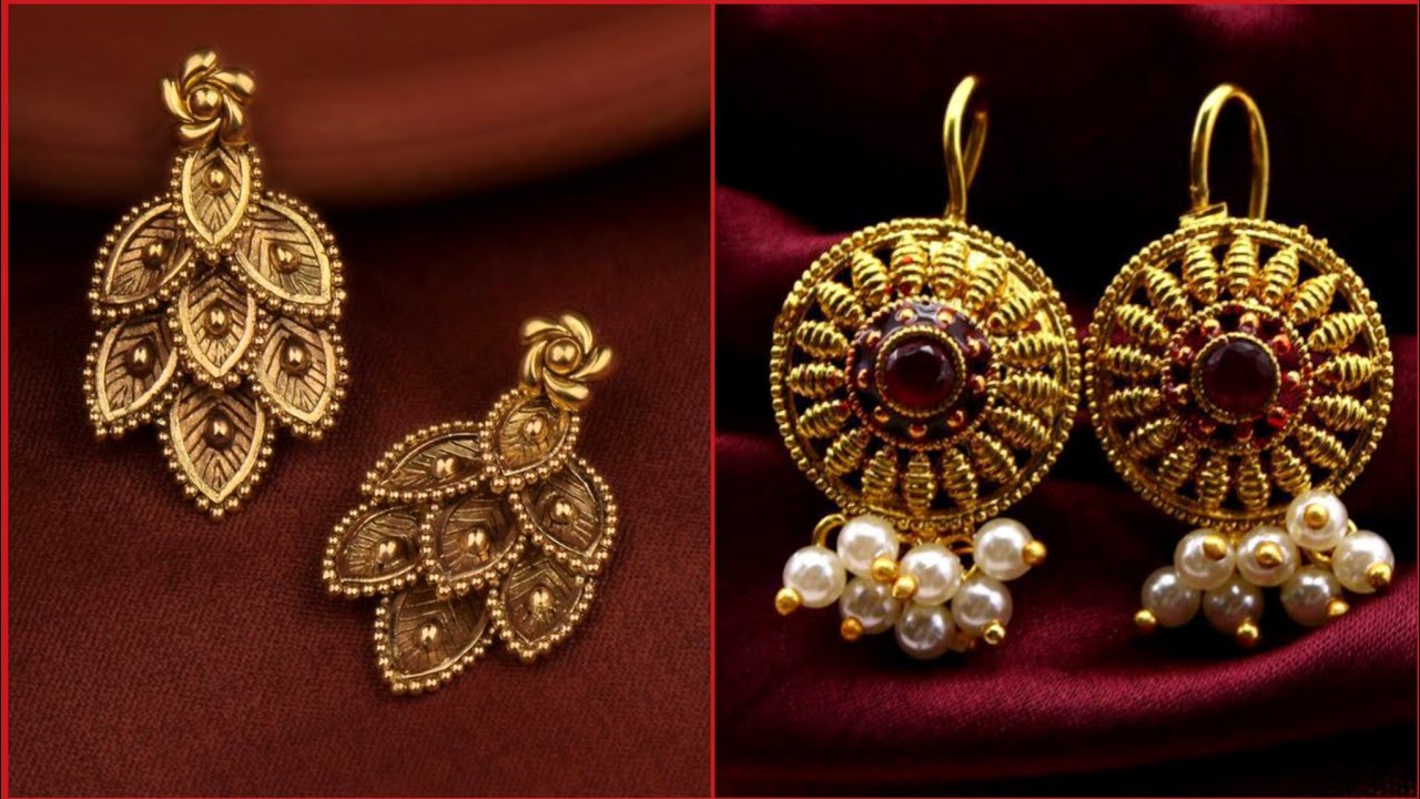 Buy Antique Gold Earrings Online - Zaveribros