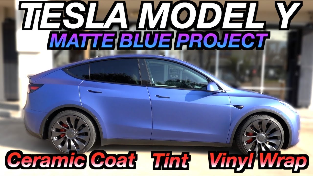 Tesla Model Y: Matte Slate Blue Metallic Vinyl Wrap Project 
