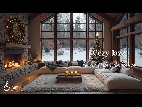 Cozy Snowfall Coffee Shop Ambience Jazz Cozy Forest Living Cafe Ambience For Relaxing And Study