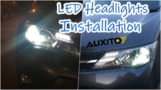 How to install LED Headlights on Toyota RAV4 | AUXITO | Headlights to LED bulbs change on 2013 RAV4