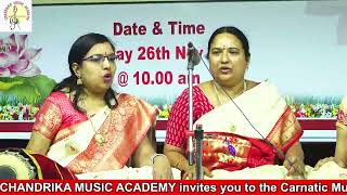 Carnatic Music Concert by Hyderabad Sisters Vidushi B. Haripriya on 26th Nov @ 10 am,