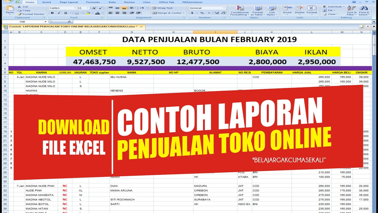 Detail File Download File Excel Contoh Laporan Penjualan Toko Online You