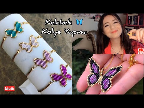 🦋 Kelebek Kolye Yapımı | Tuğla Tekniği ile Kelebek Kolye Yapımı | Brick Stitch Tutorial