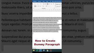 How to Create Dummy Paragraph #shortsvideo #reels#msword#shorts#shortsvideo#youtubeshorts#viralvideo