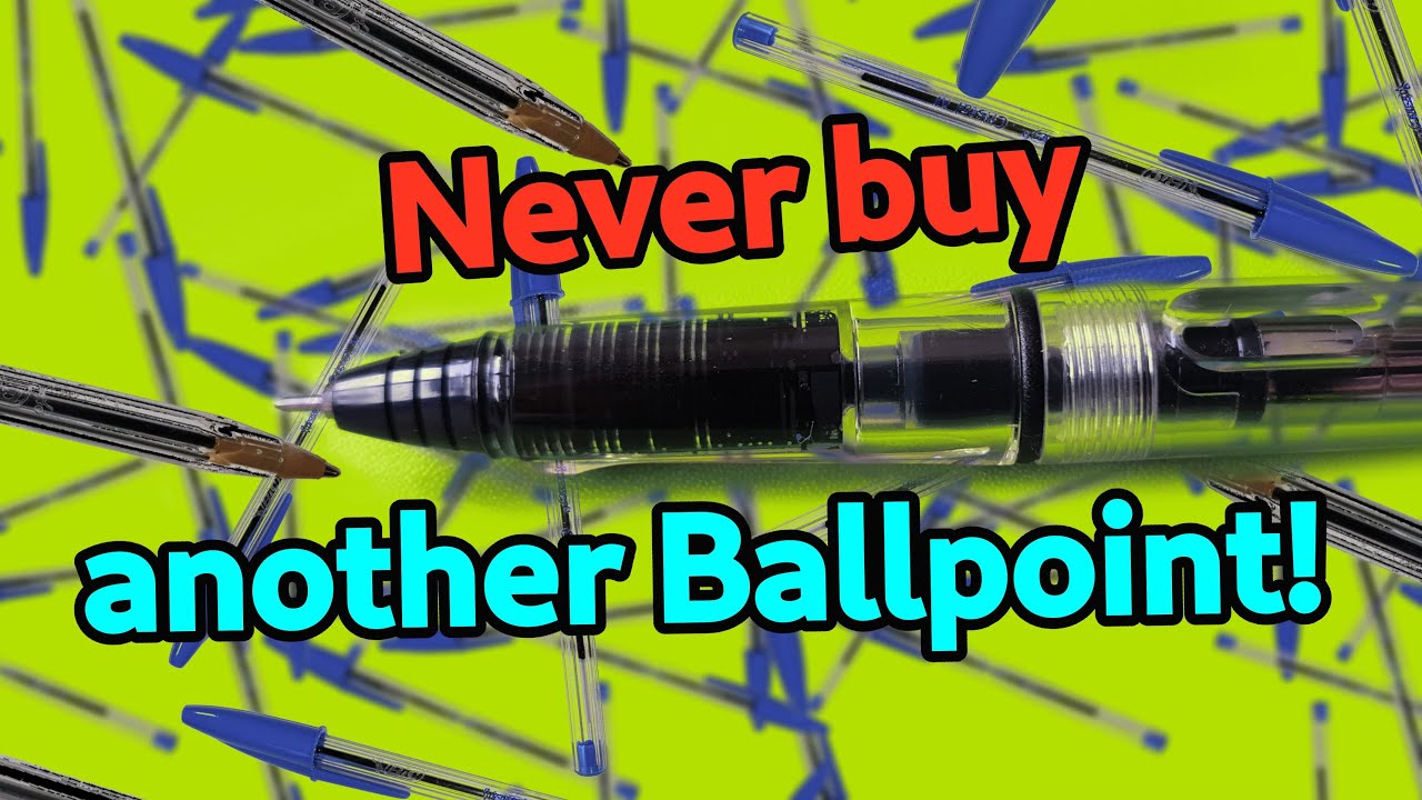 Дешевая, ПО-НАСТОЯЩЕМУ ЗАПРАВЛЯЕМАЯ шариковая ручка-роллер против шариковой ручки Bic Cristal