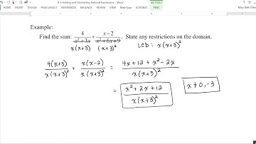 8-5 Adding and Subtracting Rational Expressions