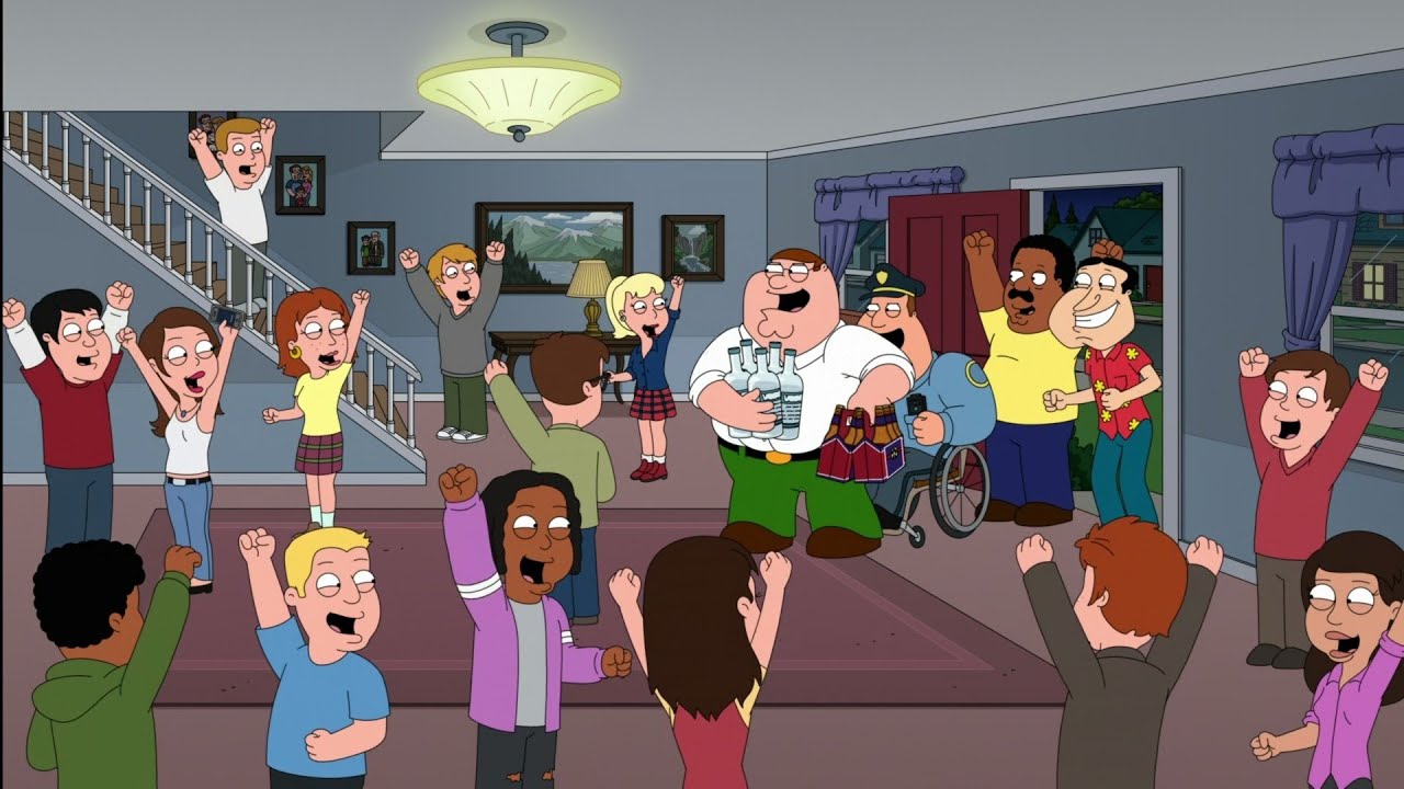 Family Guy: Crashing a Highschool house party.