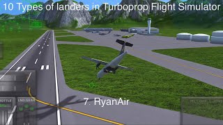 10 Types of landers in Turboprop Flight Simulator