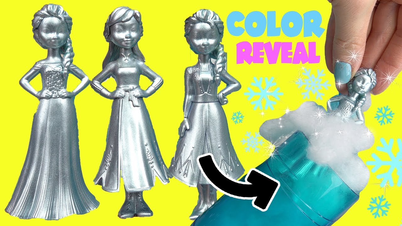 Disney Princess Frozen Color Reveal Dolls with Elsa, Anna, Sven, and ...