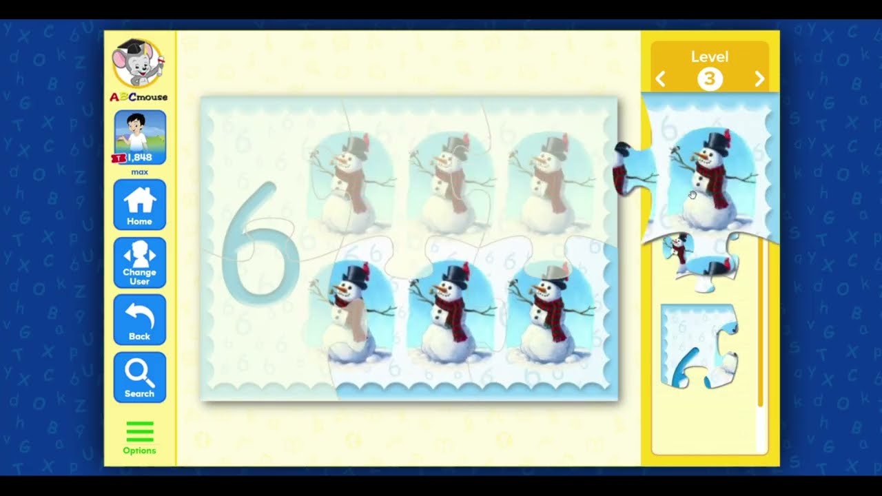 154 ABC Mouse -Level 3 Lesson 65- Number 6 - Jigsaw Puzzle