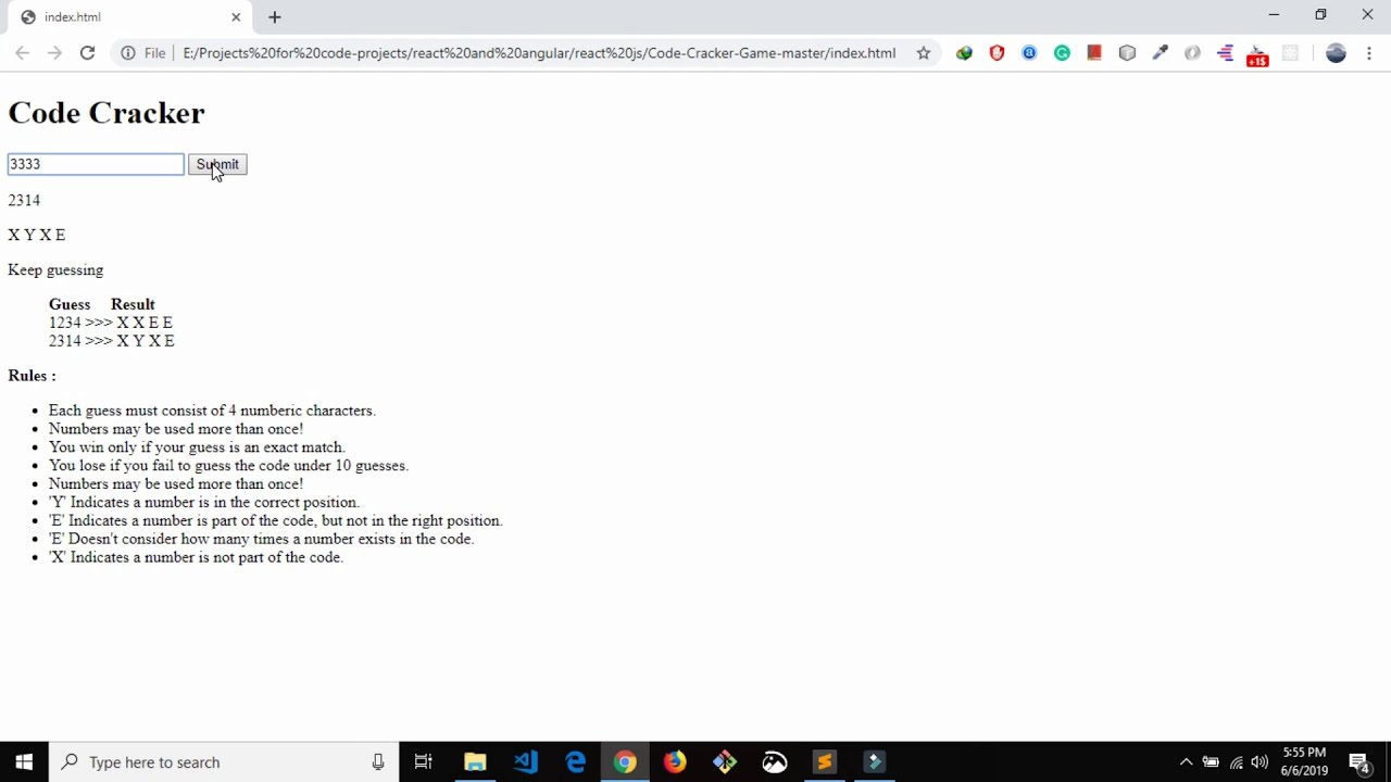 Code Cracker Game In JavaScript | Source Code & Projects