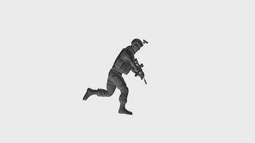 Game Animation - Locomotion Rifle Cover Right Sprint Start H (3ds Max and Maya)