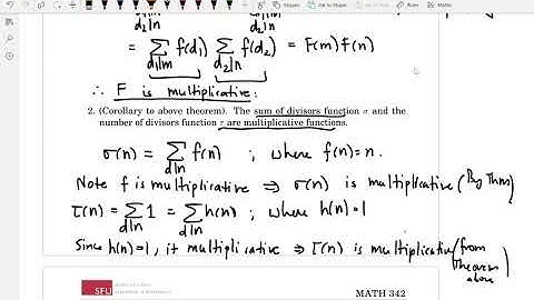 7.2-7.4 Multiplicative Functions: MATH 342