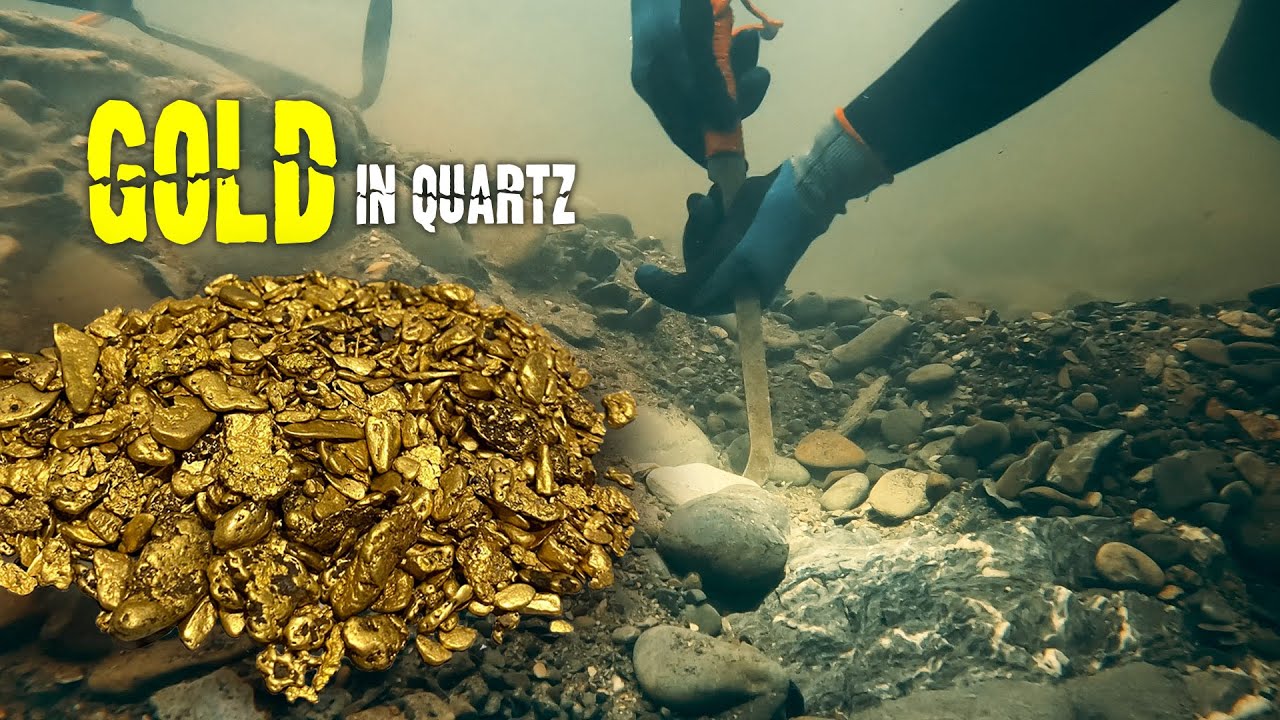 Gold nuggets found in quartz natures sluice box and natural gold ripples!!  - YouTube