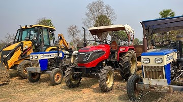 JCB 3DX Backhoe Machine Loading Mud In Mahindra DI VS Swaraj XM Tractor Trolley | Jcb Dozer Cartoon