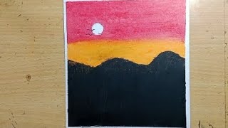 Drawing scenery using oil pastel #drawing #painting #shorts