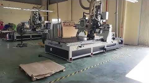 LIH-WOEI wood working CNC machinery with 9 boring head and twin table cnc mahine