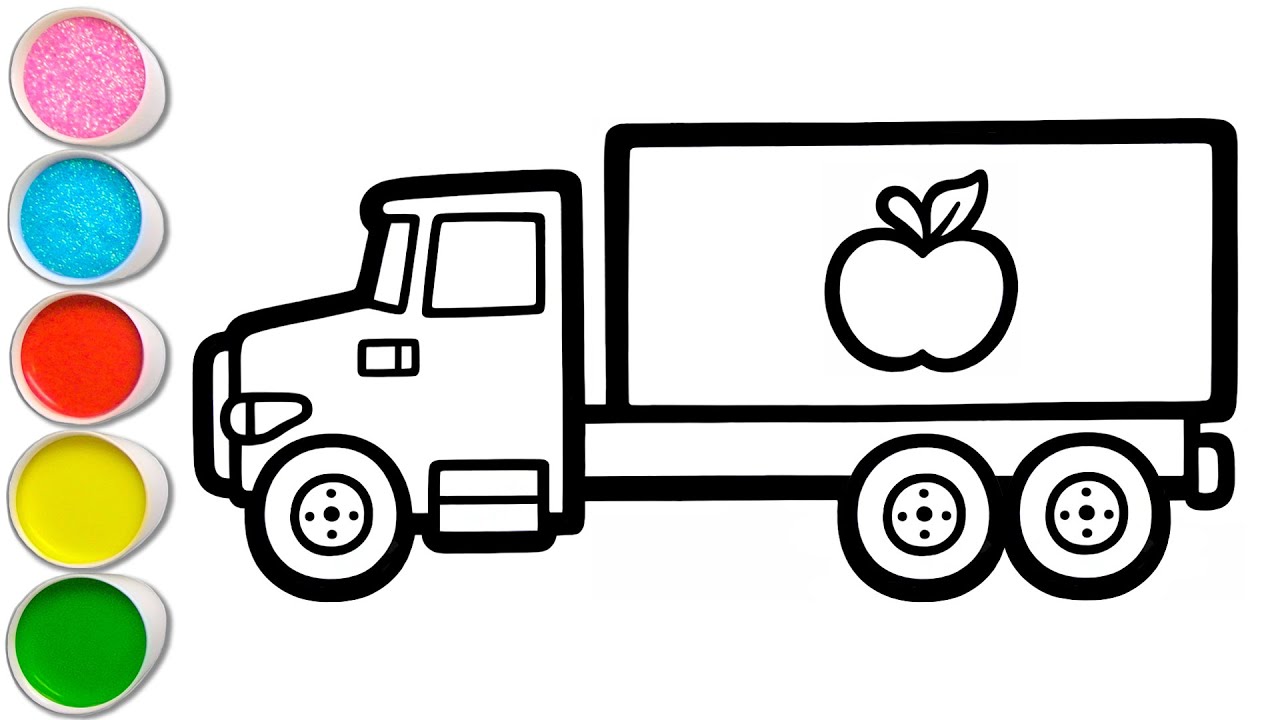 Gambar Truk Gandeng Mengangkut Buah Menggambar, Melukis, Mewarnai untuk Anak, Balita 🚚🍎🍐🍓 #413