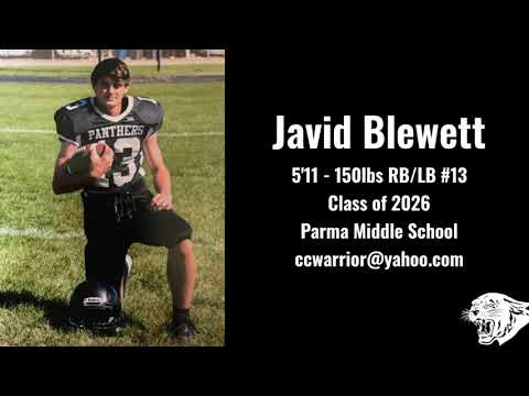 Javid Blewett - 5'11 150lbs - RB/LB - Class of 2026 - Parma Middle School Football Highlights