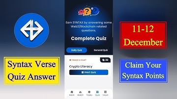 Syntax Verse quiz answers today | 11 December Syntax Verse quiz answer | Syntax Verse quiz today