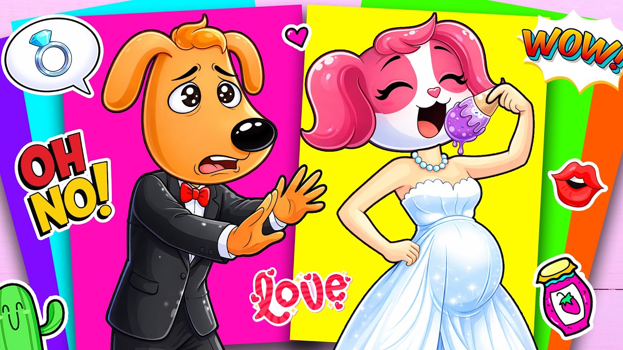 💖💖 PROPOSAL went WRONG! PAPILLON eating the RING Labrador Stickers #paperdiy #asmr #sherifflabrador