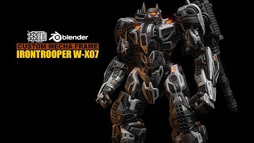 Blender Modeling Robot ( Timelapse ) - IRONTROOPER W-X07 -  3D Mecha Robot