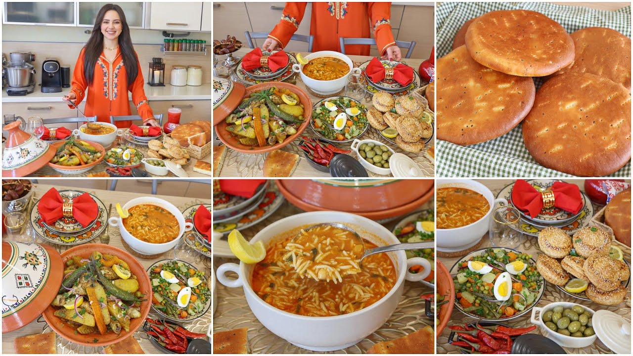 طاولة رمضان3🌙حلالم مدبشة باللحم-مصلي بالدجاج في الفخار بدون فرن-باتي بالتن-خبز طابونة-سلاطة مفورة😍