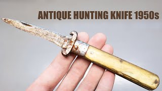 Restoring antique hunting pocket knife with buffalo horn scales. Knife restoration