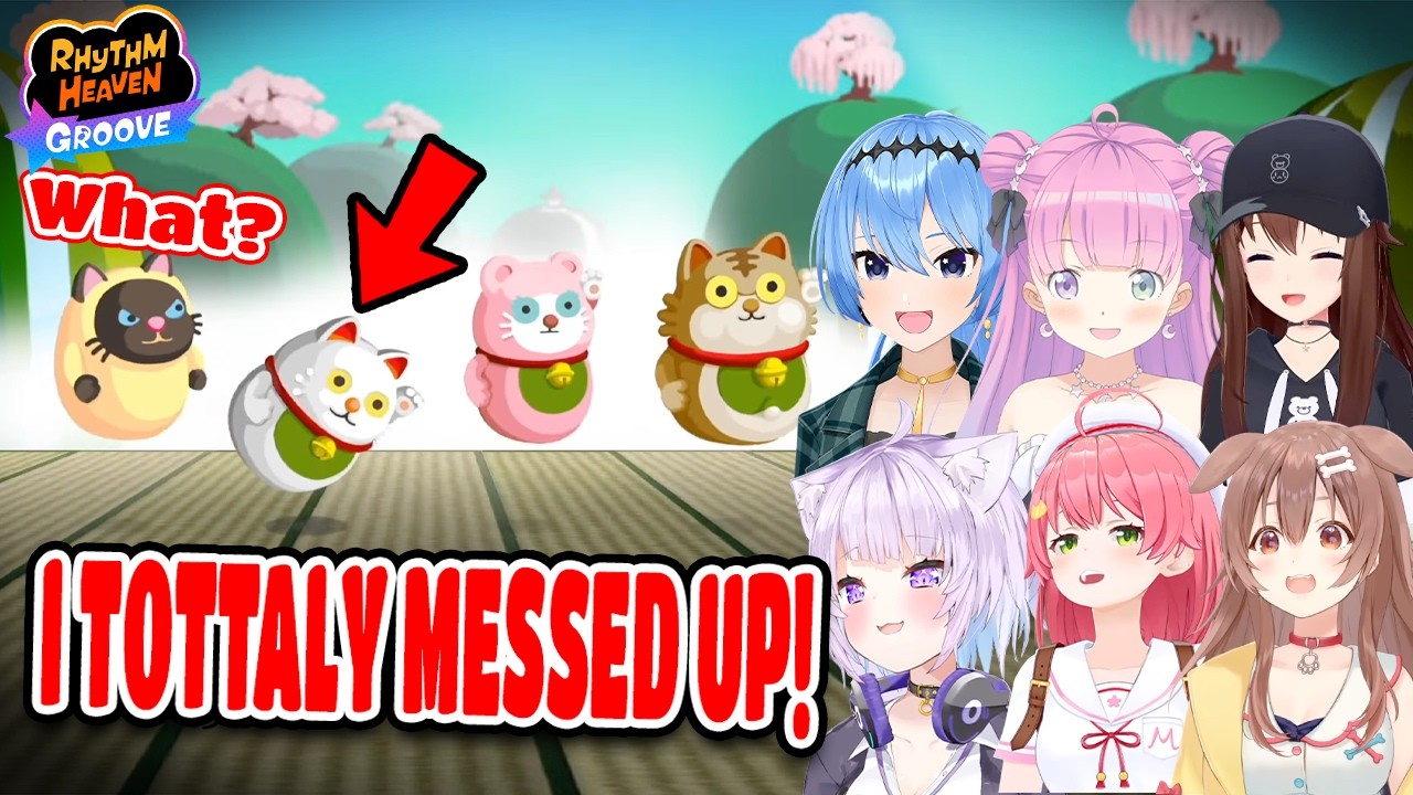 Hololive Girls Keep Messing Up as Rolling Cats in Rhythm Heaven Groove【ENG SUB】