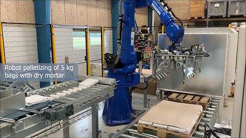 Palletizing of 5 kg bags with dry mortar