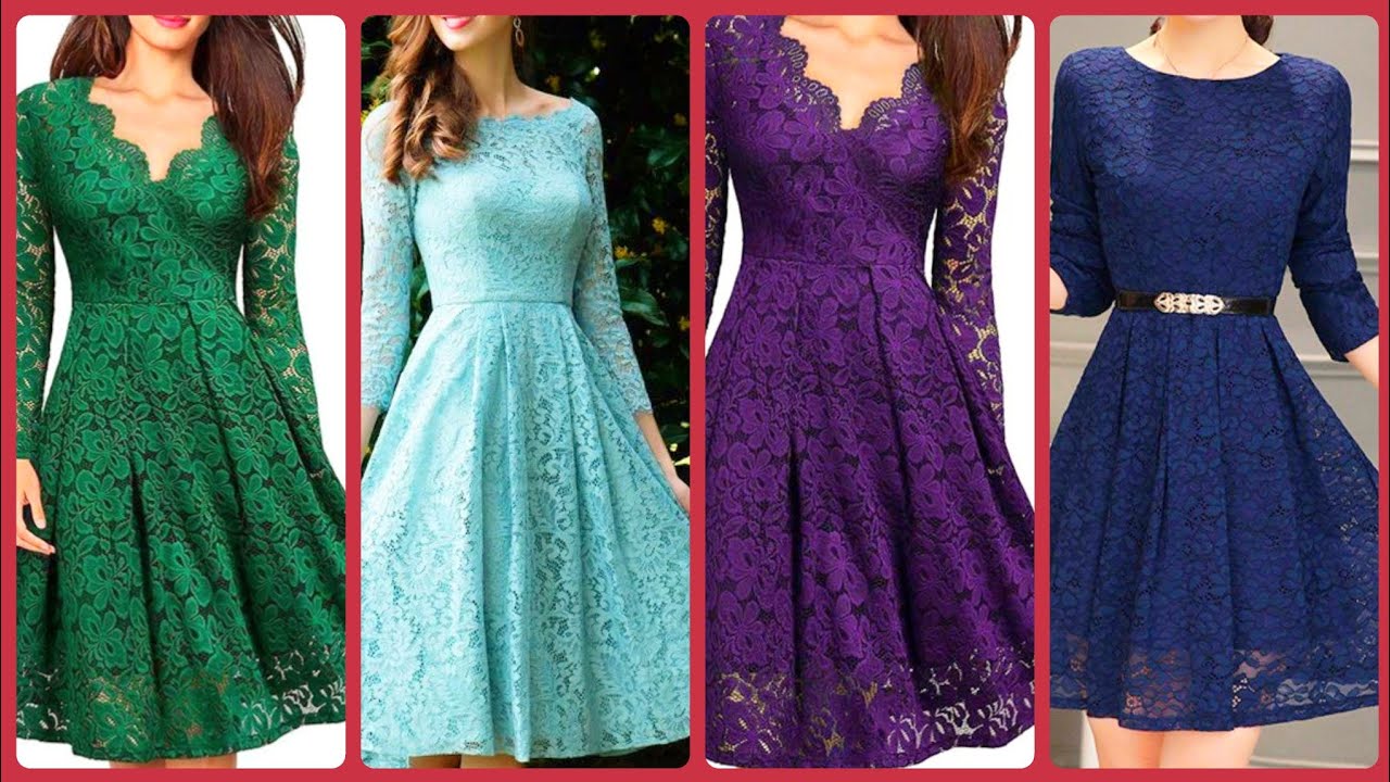 gorgeous women's a-line lace evening outfits/midi pleated dress - YouTube
