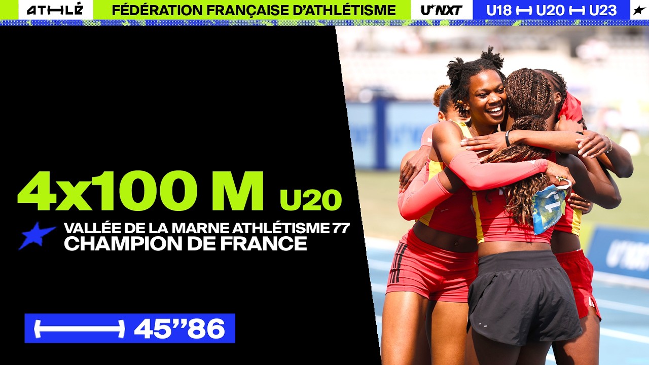Vallée de la Marne Athlétisme bat le vieux record de France du 4x100 m U20 en 45''86 ! | Paris 2026