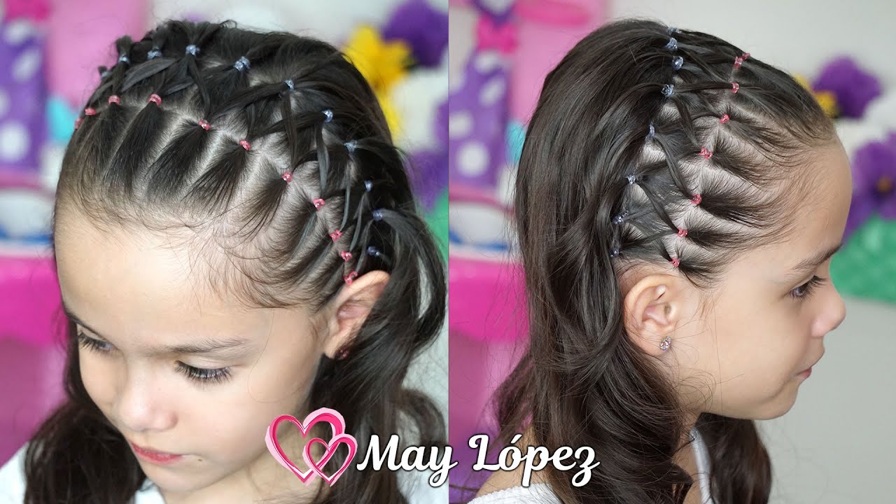 HERMOSO PEINADO CON LIGAS Y PELO SUELTO - YouTube