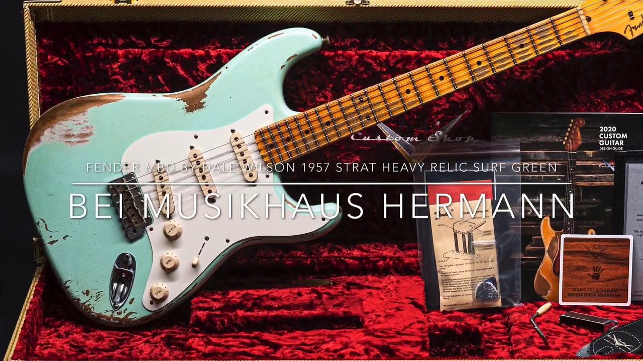 Fender MBD 1957 Strat Heavy Relic Surf Green - Pictures and Specs