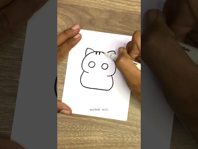 chubby cat draw #mudahart #drawingskill #cutedraw #doityourself #drawwithme class=